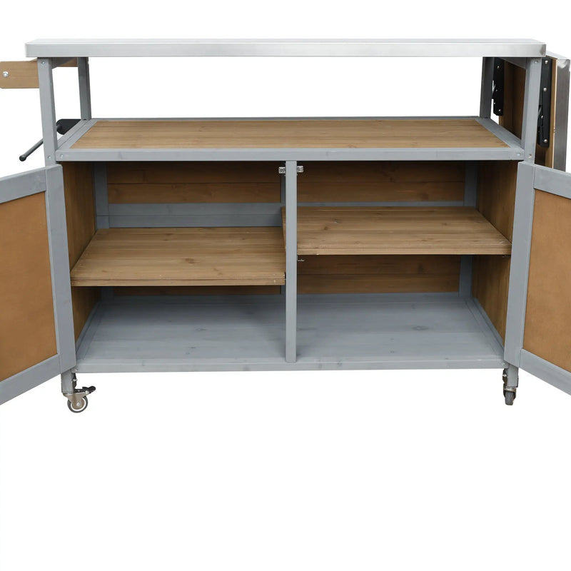 Foldable Outdoor Kitchen Island Patio Mobile Kitchen Cart by HouseOfZazla