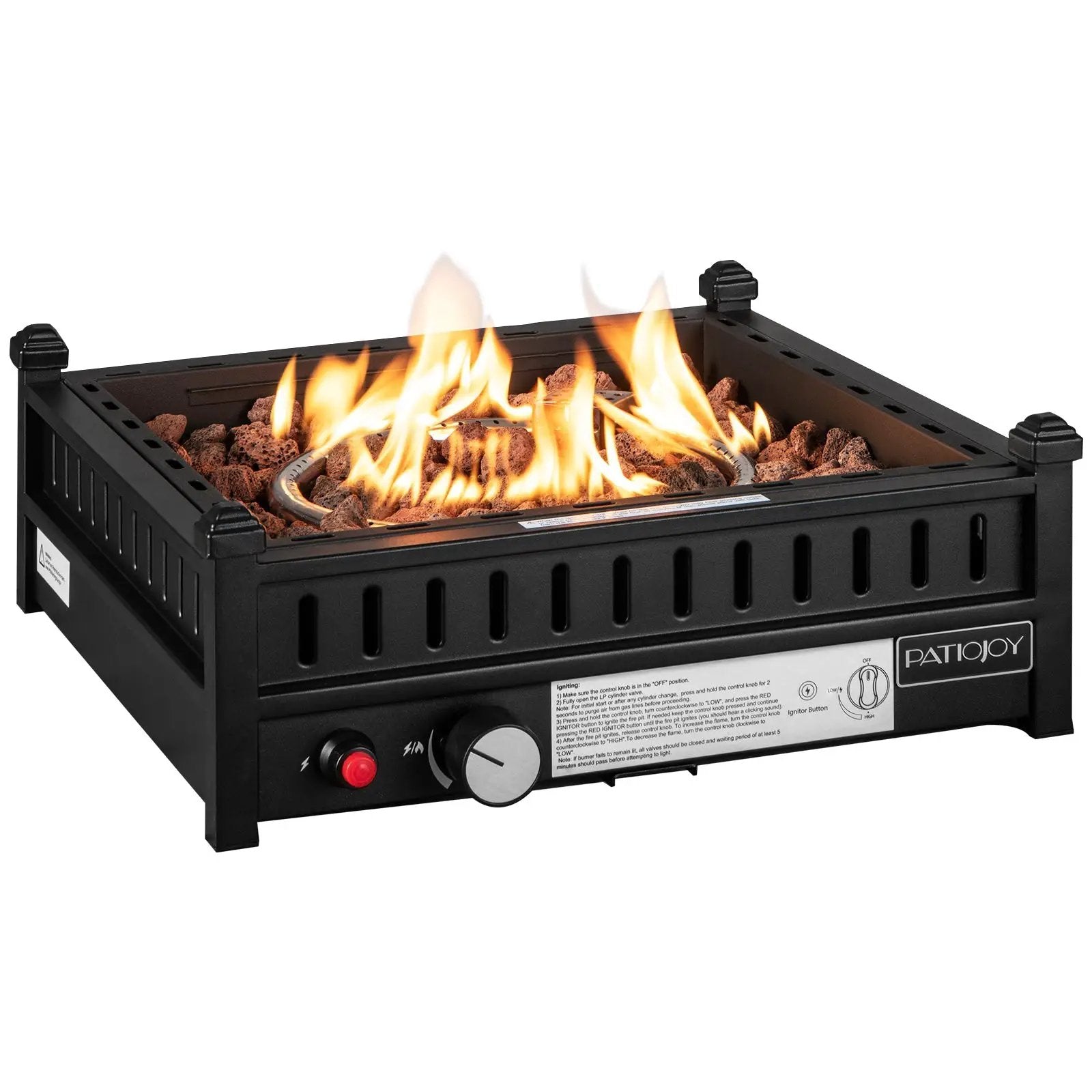 16.5 Inch Tabletop Propane Fire Pit with Simple Ignition System-Black by DirectDeals