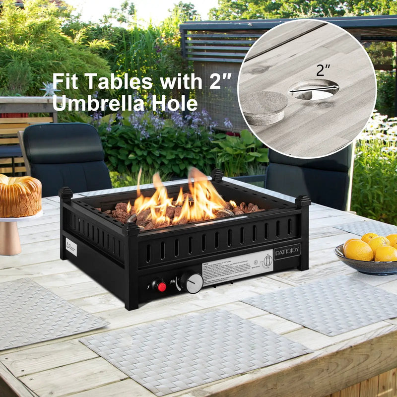 16.5 Inch Tabletop Propane Fire Pit with Simple Ignition System-Black by DirectDeals