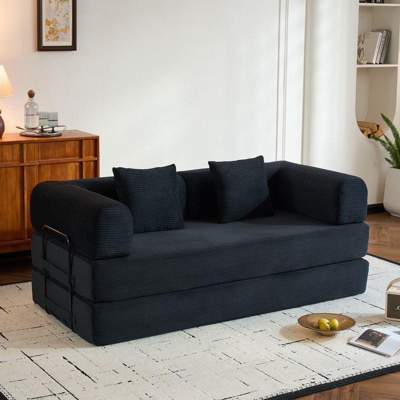 Convertible Sleeper Sofa Bed With Cylindrical Pillow, With Fixed Shape Frame by Unique Piece Furniture
