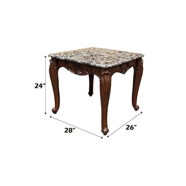 Nayla - End Table - Natural Marble Top & Cherry, photo 2 of 7