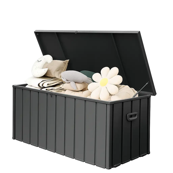 190 Gallon Metal Deck Box, Waterproof Steel Outdoor Storage Bench