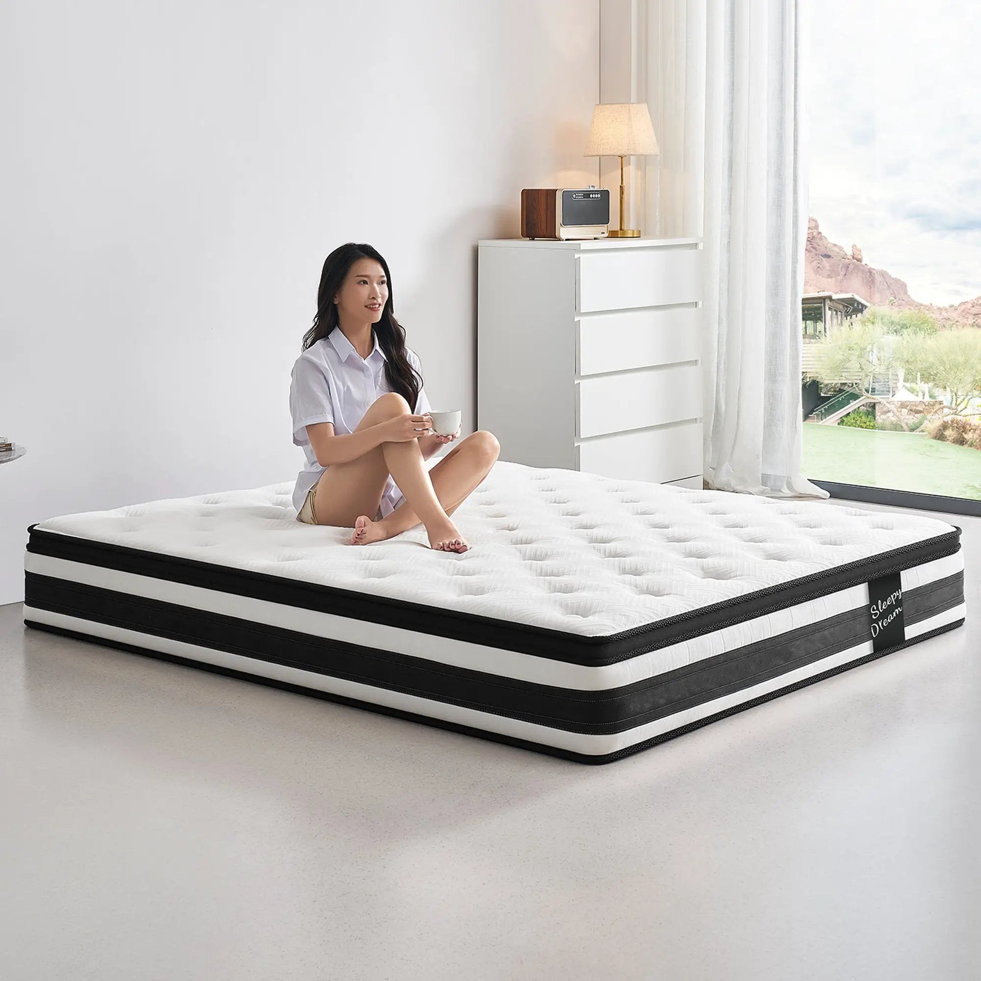 Full Size Hybrid Mattress Breathable Cool Knitted Fabric Cover by HouseOfZazla