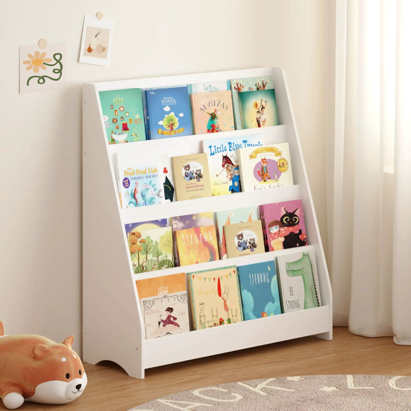 4 Tier Bookshelf, Toddler Book Display Shelves by Unique Piece Furniture