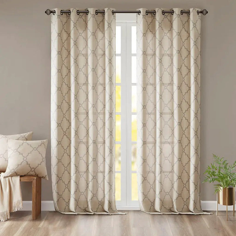 Fretwork Print Grommet Top Window Curtain Panel (One Panel) by HouseOfZazla