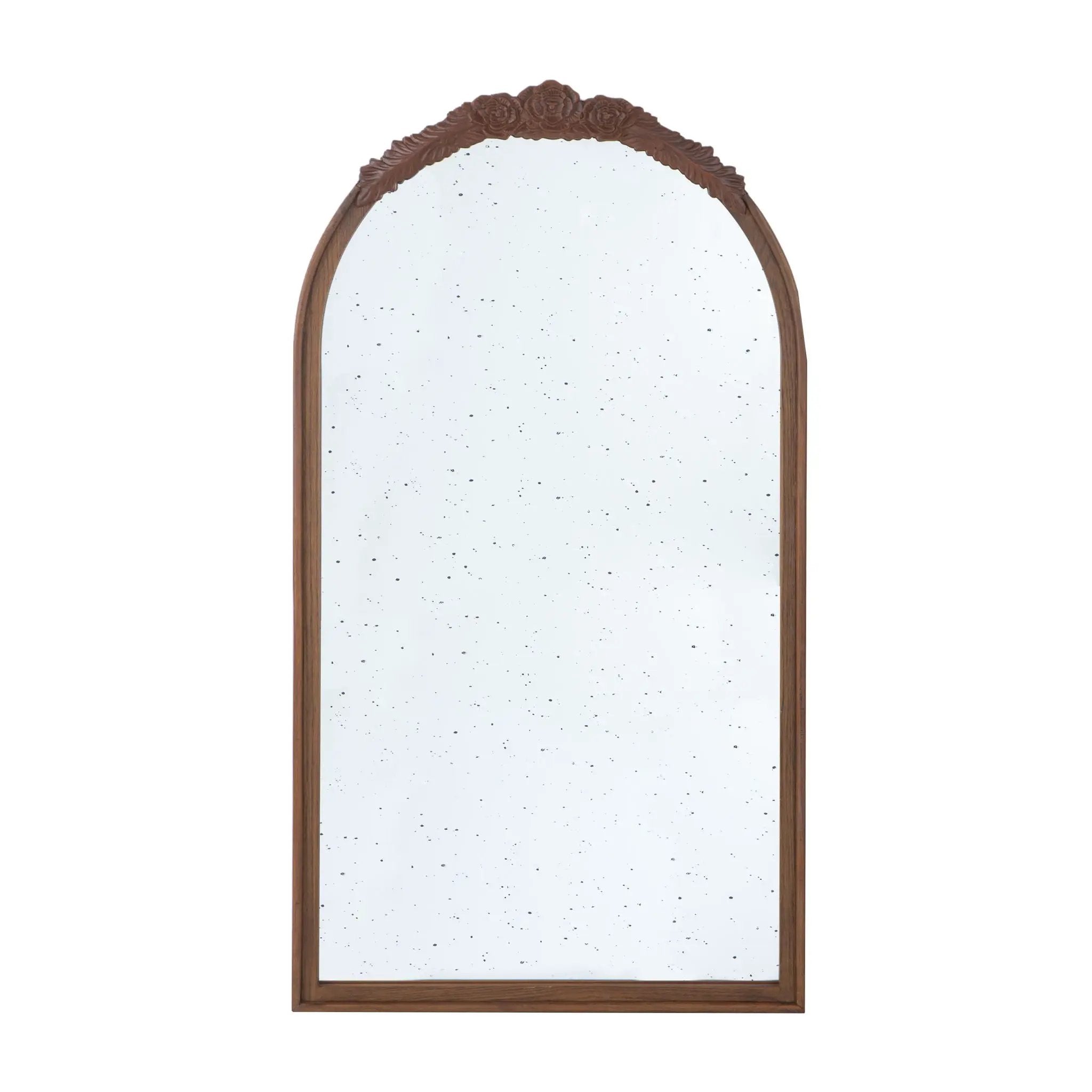 Hand Carved Rose Antique Mirror Frame, Wood Arch Mirror Wall Decor For Living Room by HouseOfZazla