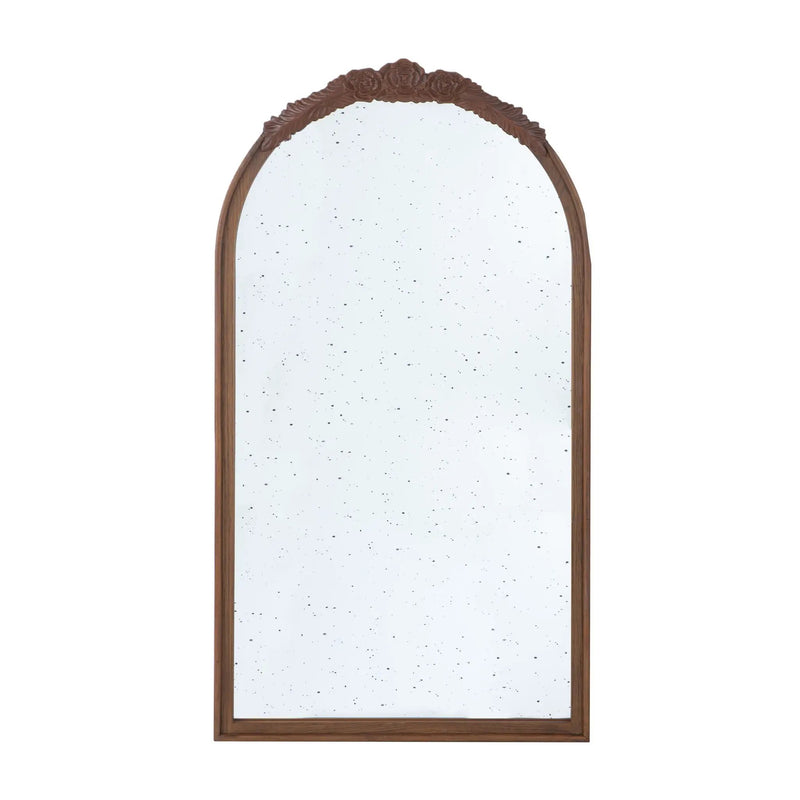 Hand Carved Rose Antique Mirror Frame, Wood Arch Mirror Wall Decor For Living Room by HouseOfZazla