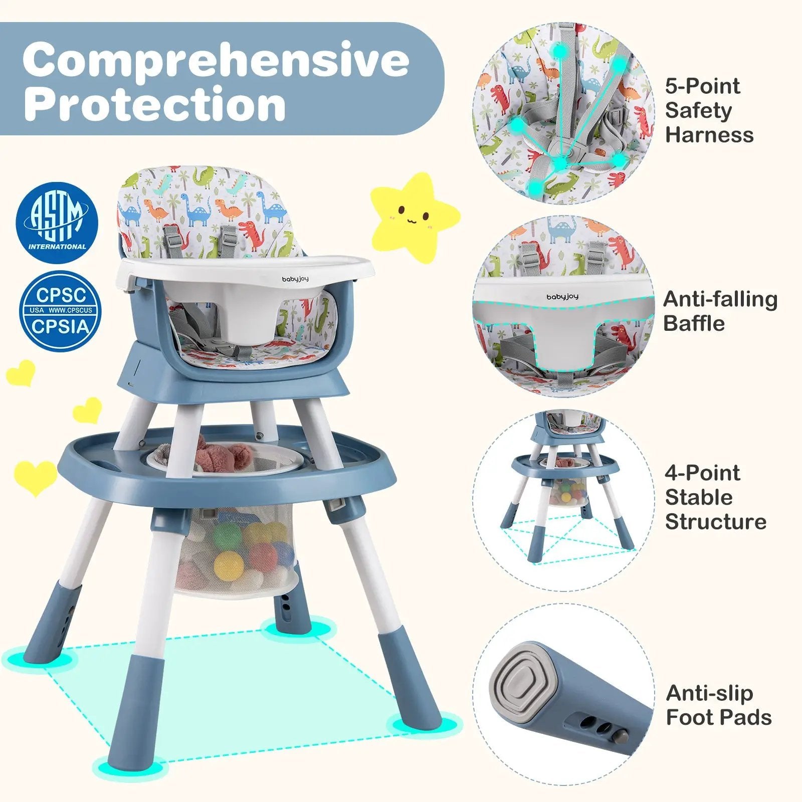 16-in-1 Baby High Chair with Activity Center and Booster Seat for Babies and Toddlers by DirectDeals
