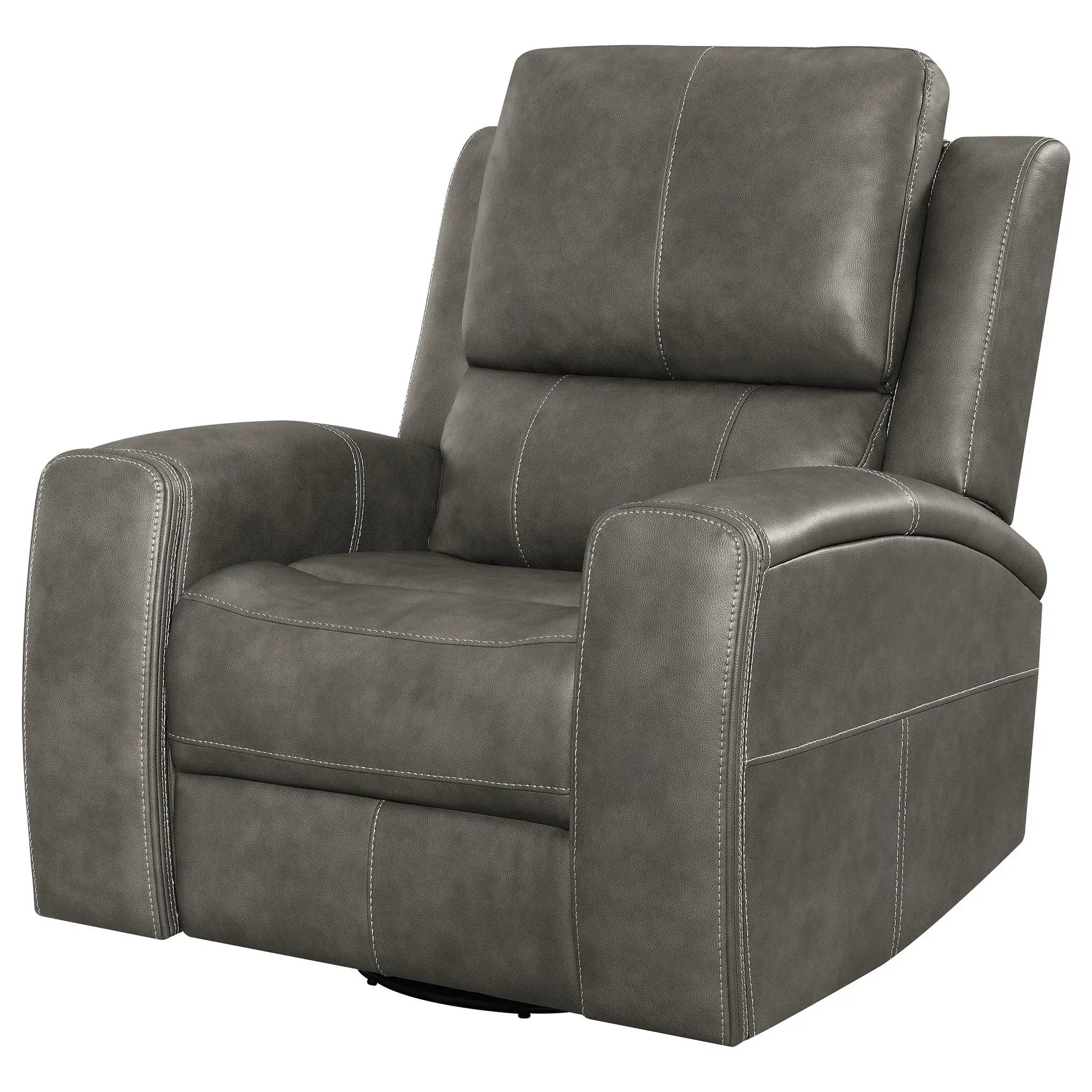 Brickston Triple Power Swivel Glider Recliner Charcoal by Unique Piece Furniture