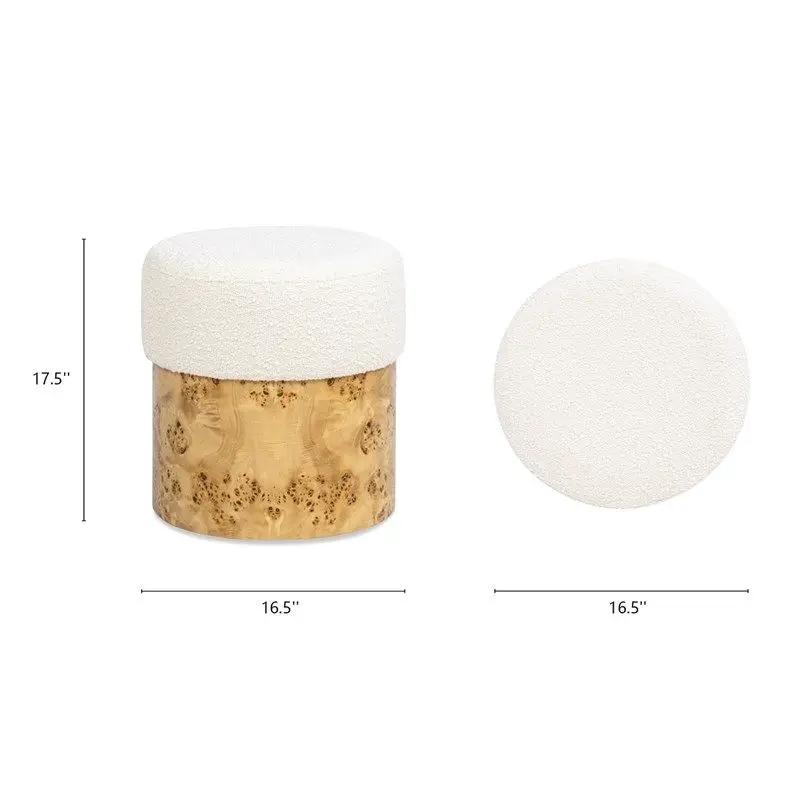 Nebula - Round Upholstered Ottoman - White by HouseOfZazla