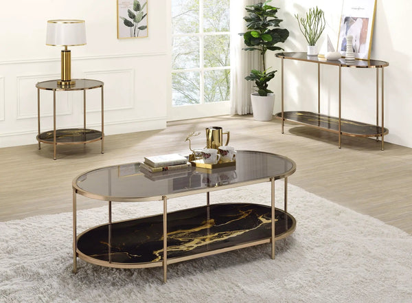 Fiorella Marble Print Glass Table