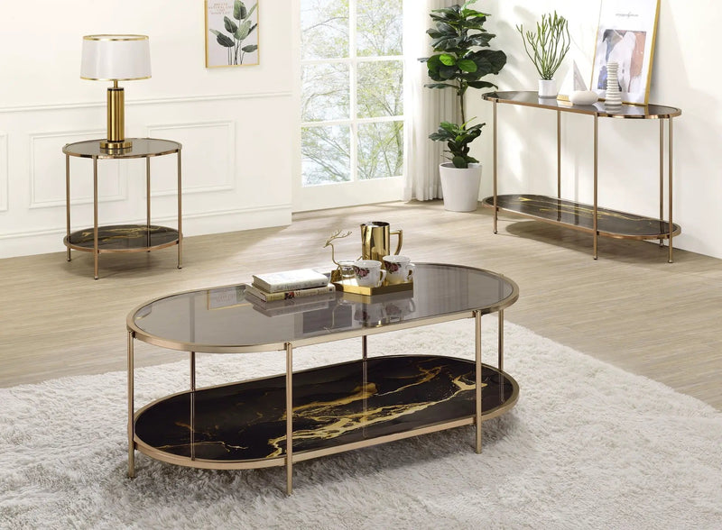 Fiorella Marble Print Glass Table by HouseOfZazla