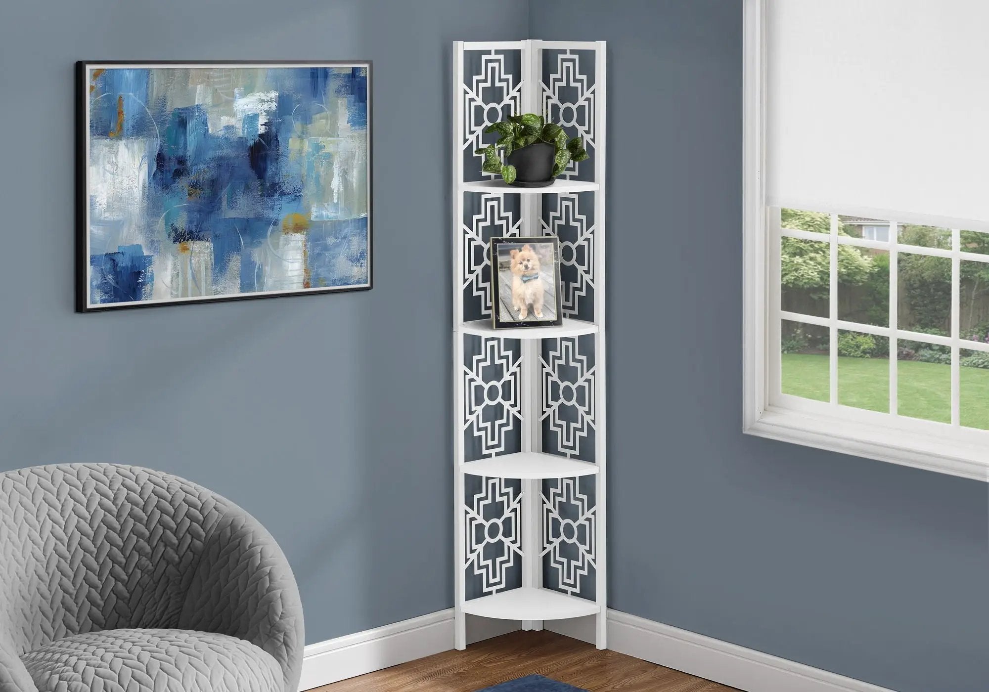 4 Tier Corner Bookshelf Bookcase for Office, Transitional Style by HouseOfZazla