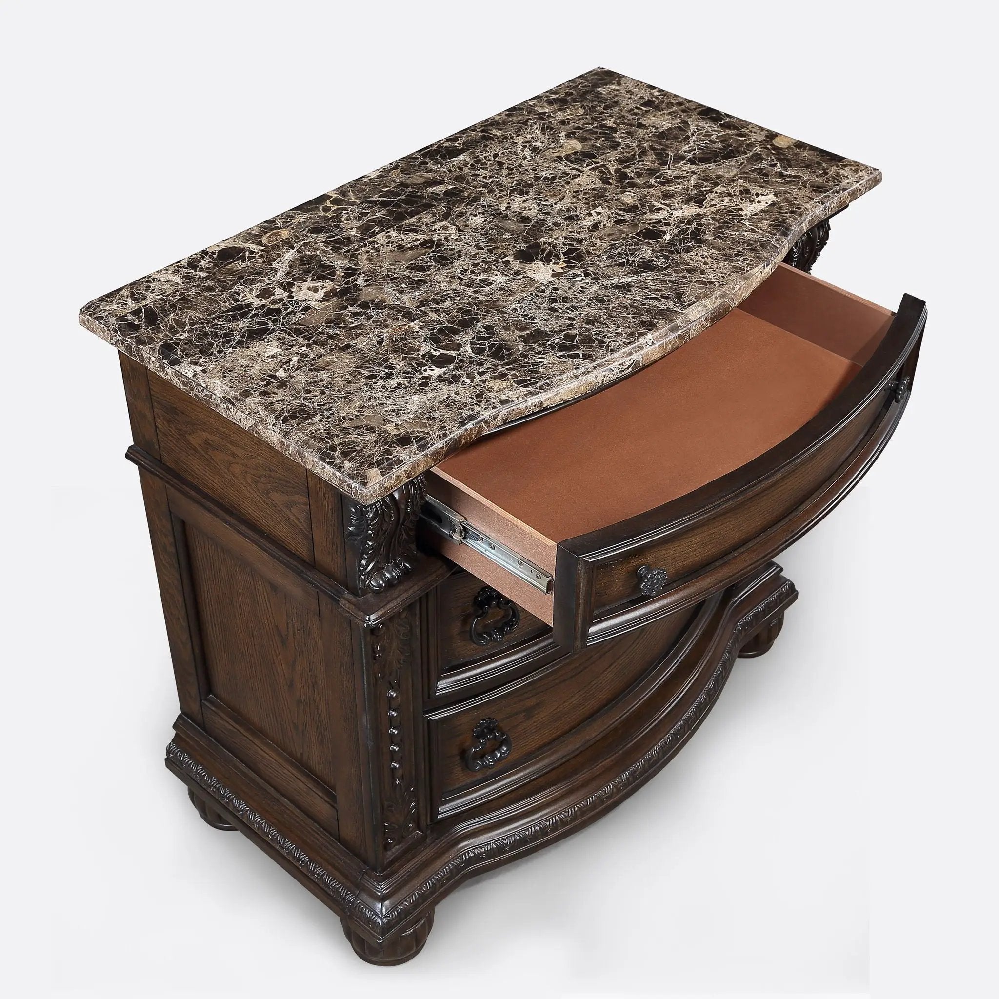 3 Drawers Nightstand - Brown / Cherry