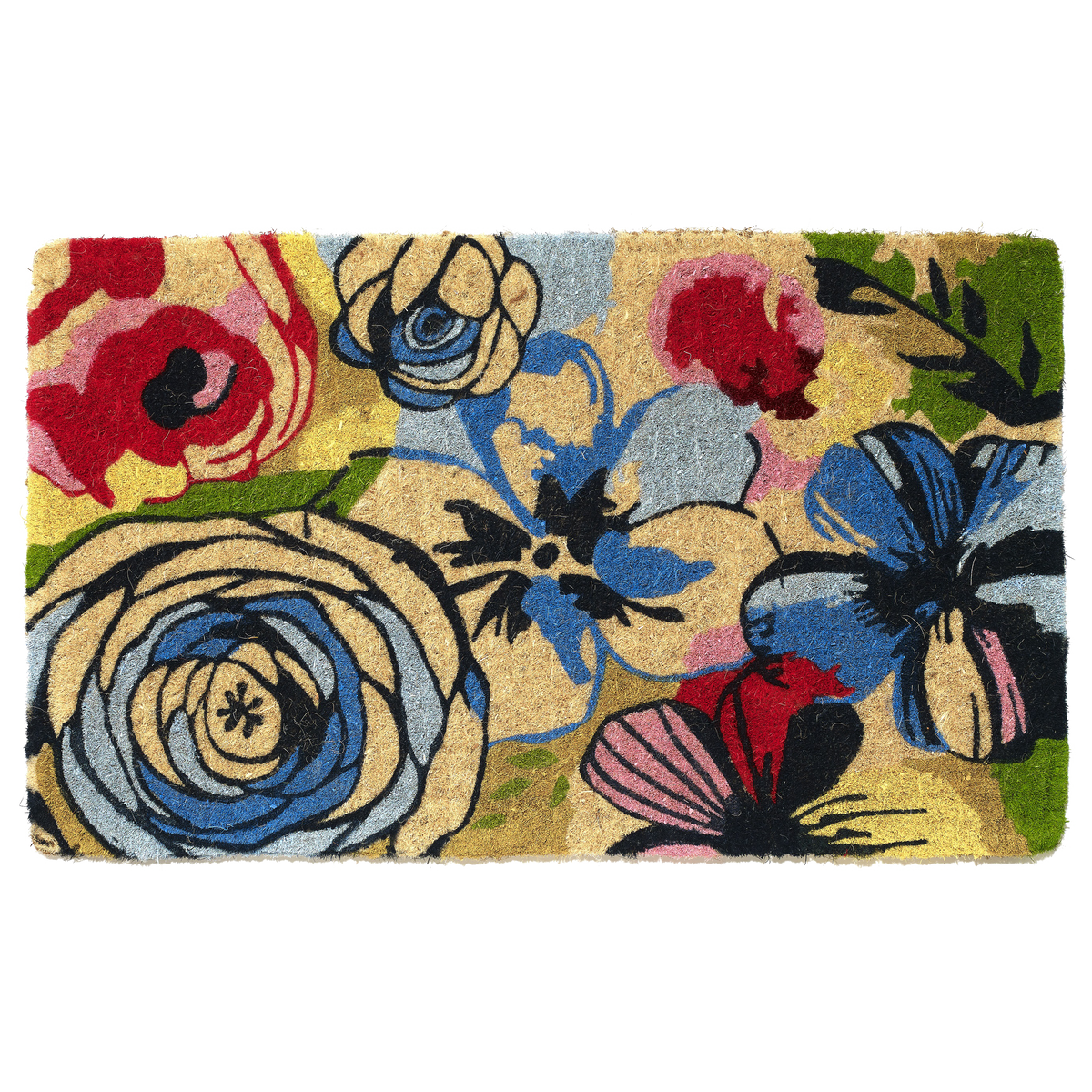 Watercolor Floral Multicolor Coir Doormat, photo 4 of 23