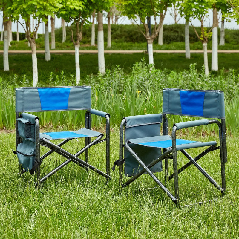 Padded Folding Outdoor Chair With Storage Pockets, Lightweight Oversized Directors Chair For Indoor, Outdoor Camping, Picnics And Fishing by HouseOfZazla