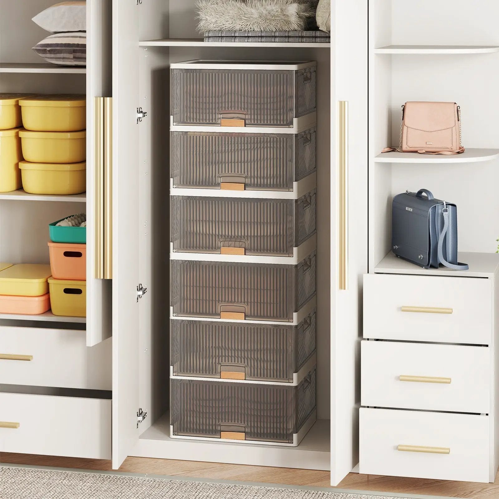 3/4/5/6-Cube Stackable Storage Bins with Detachable Wheels by DirectDeals