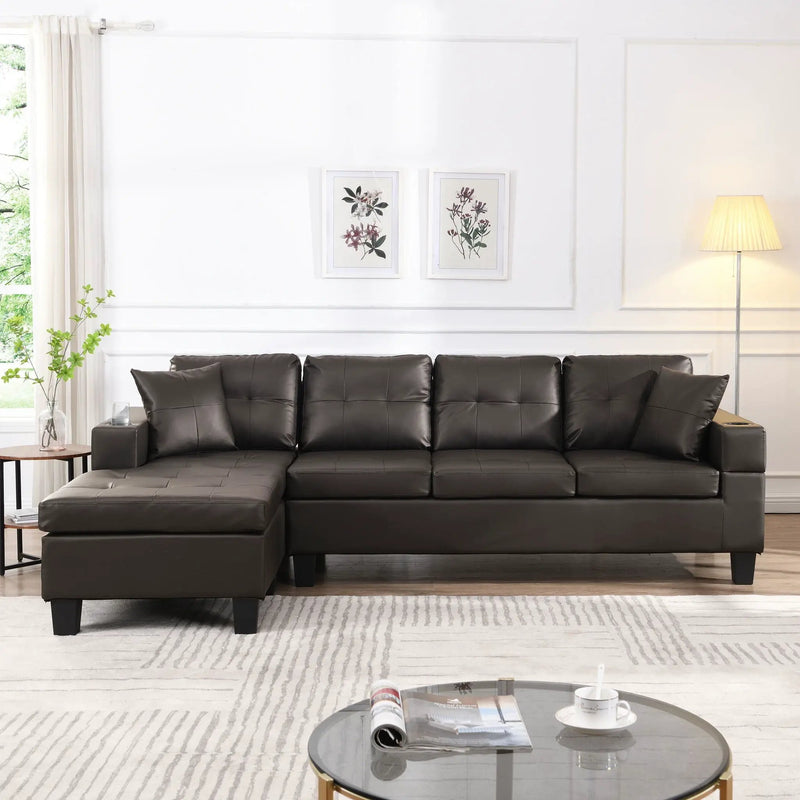 Modern Sectional Sofa Set With Chaise Lounge And Cup Holder by Unique Piece Furniture