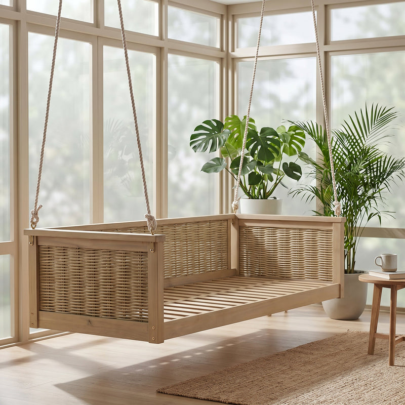 TOPMAX Outdoor Classic Solid Wood Twin Size Swing Bed by HouseOfZazla