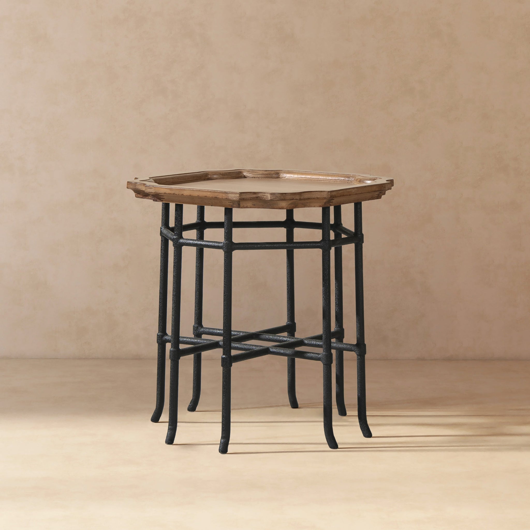 Foundry 24" Square Reclaimed Pine Wood & Iron Side Table Antique by HouseOfZazla