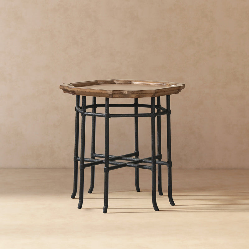 Foundry 24" Square Reclaimed Pine Wood & Iron Side Table Antique by HouseOfZazla