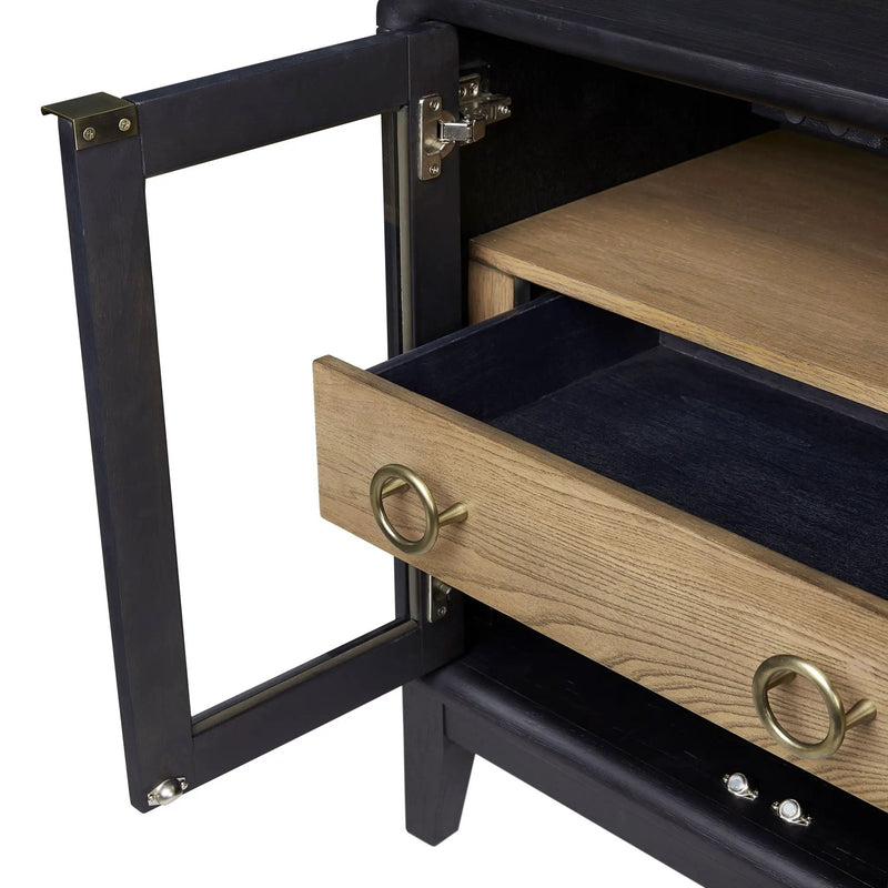Glass Door Nightstand - Black by Unique Piece Furniture