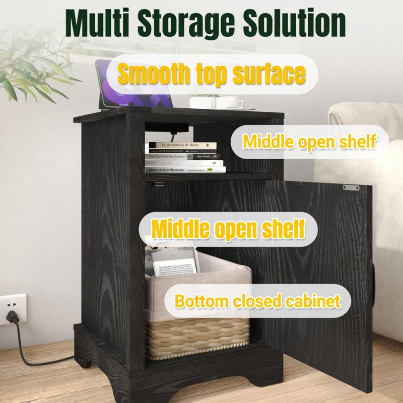 Farmhouse Nightstand, Charging Station & Storage by HouseOfZazla