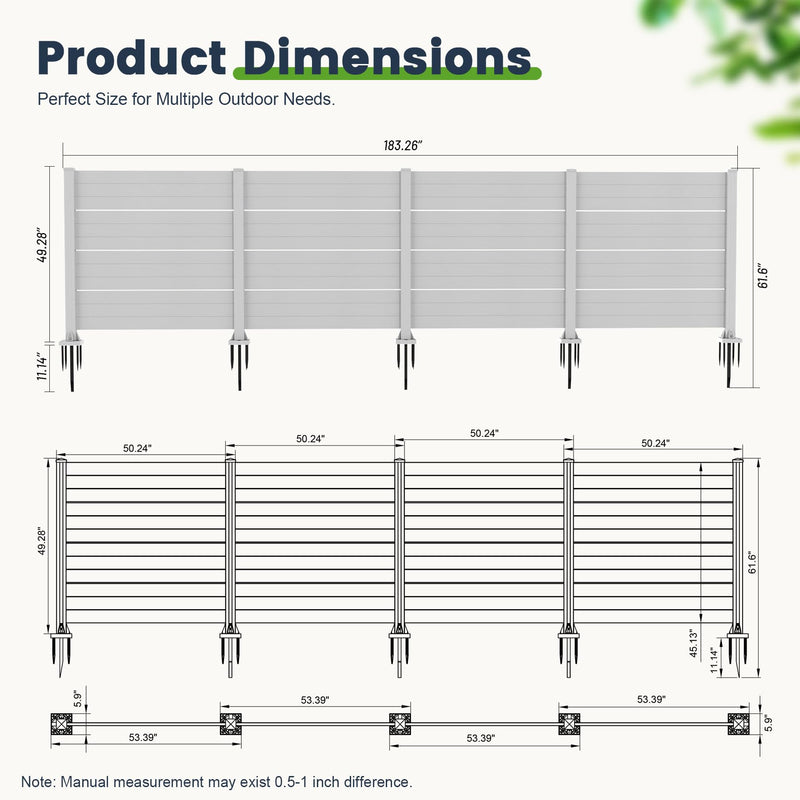 50" W x 49" H Outdoor Privacy Screen, Air Conditioner Fence, All-Weather Vinyl Privacy Fence Screens with Aluminum by HouseOfZazla