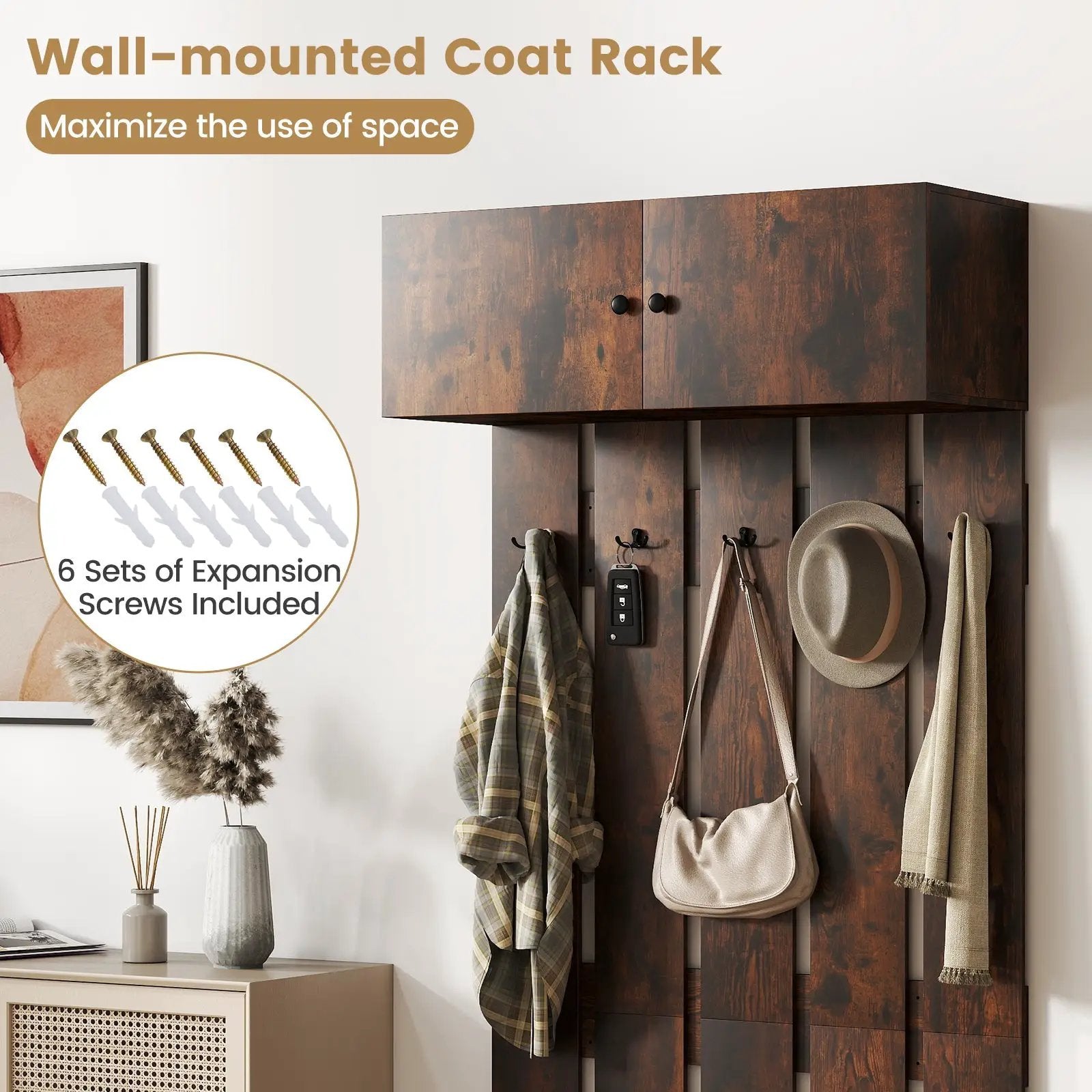 Entryway Wall Coat Rack Wall Mounted Coat Clothes Rack by DirectDeals