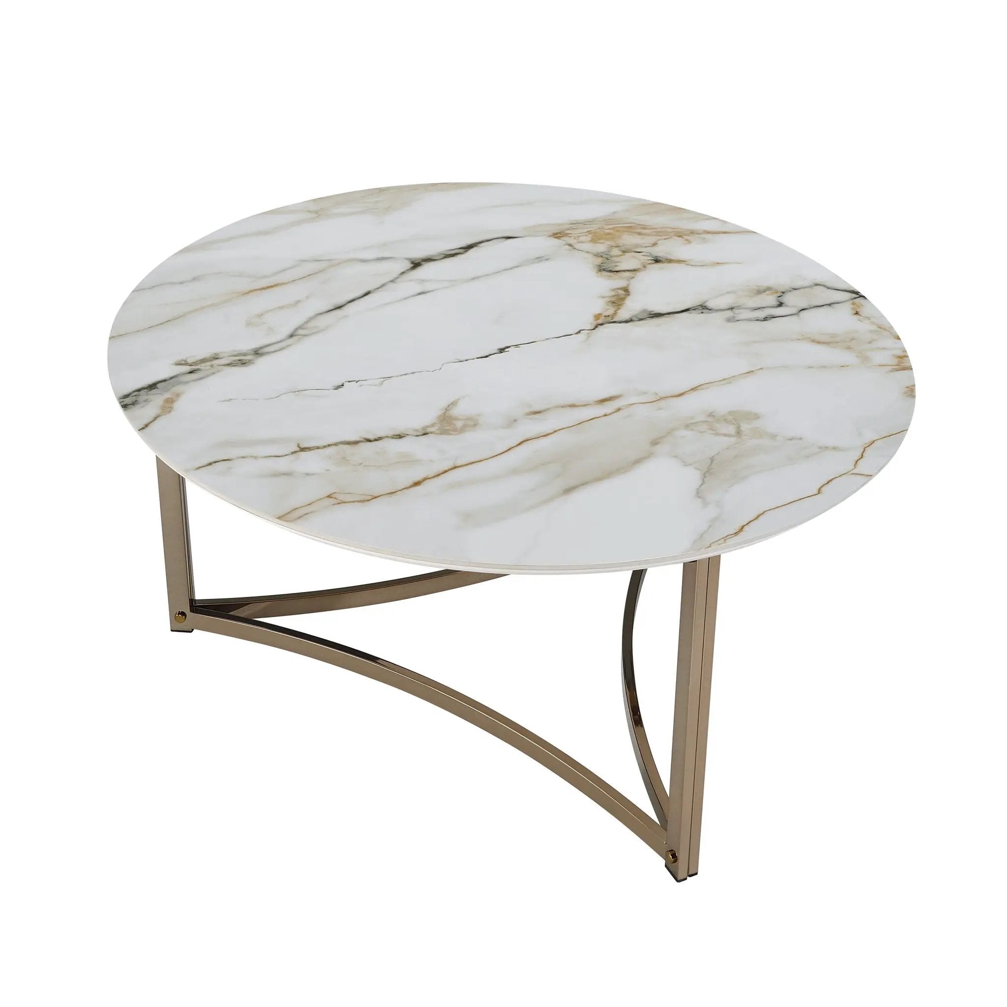 Aziz - Sintered Stone Top Round Coffee Table - White by Unique Piece Furniture