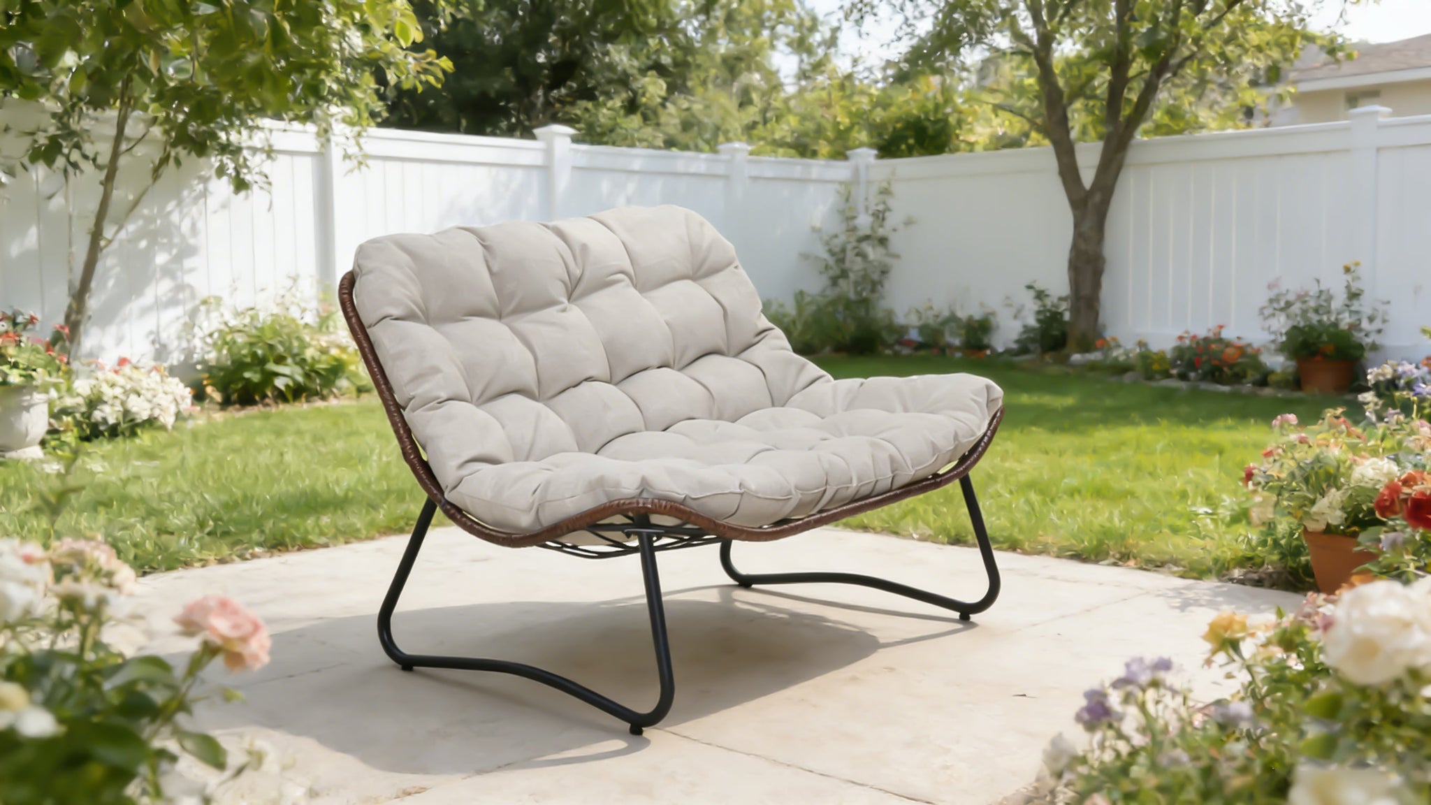 Patio Loveseat Sofa with Luxury Thick Cushion by HouseOfZazla