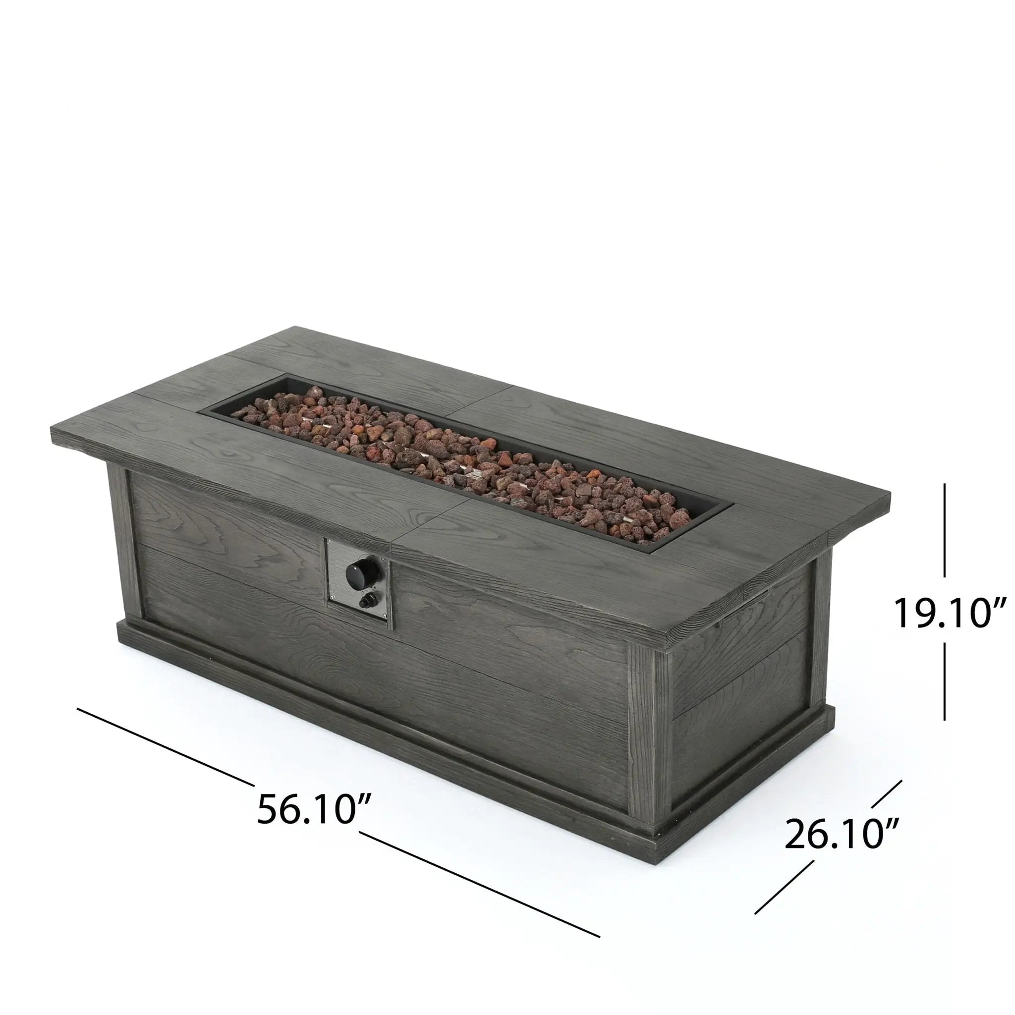 Transitional Rectangular Outdoor Propane Fire Pit With 50,000 BTU by HouseOfZazla