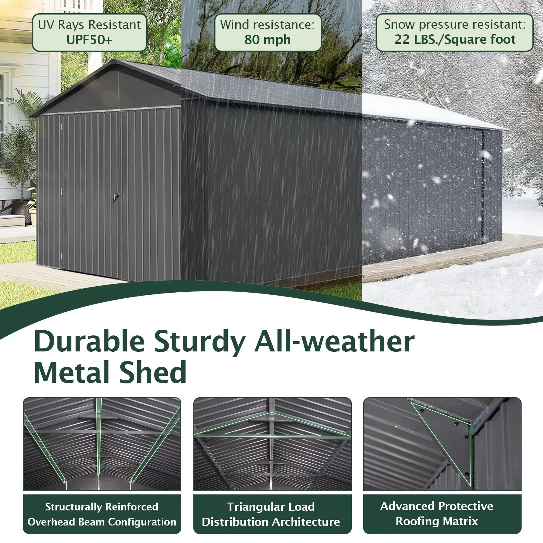 12x15FT Outdoor Metal Garage Shed by HouseOfZazla