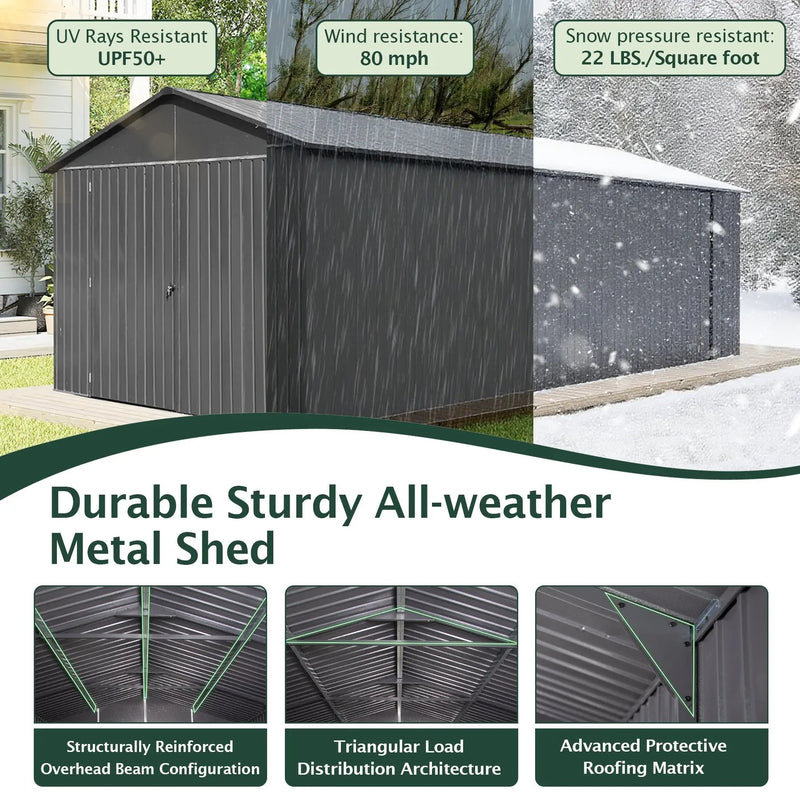 12x15FT Outdoor Metal Garage Shed by HouseOfZazla