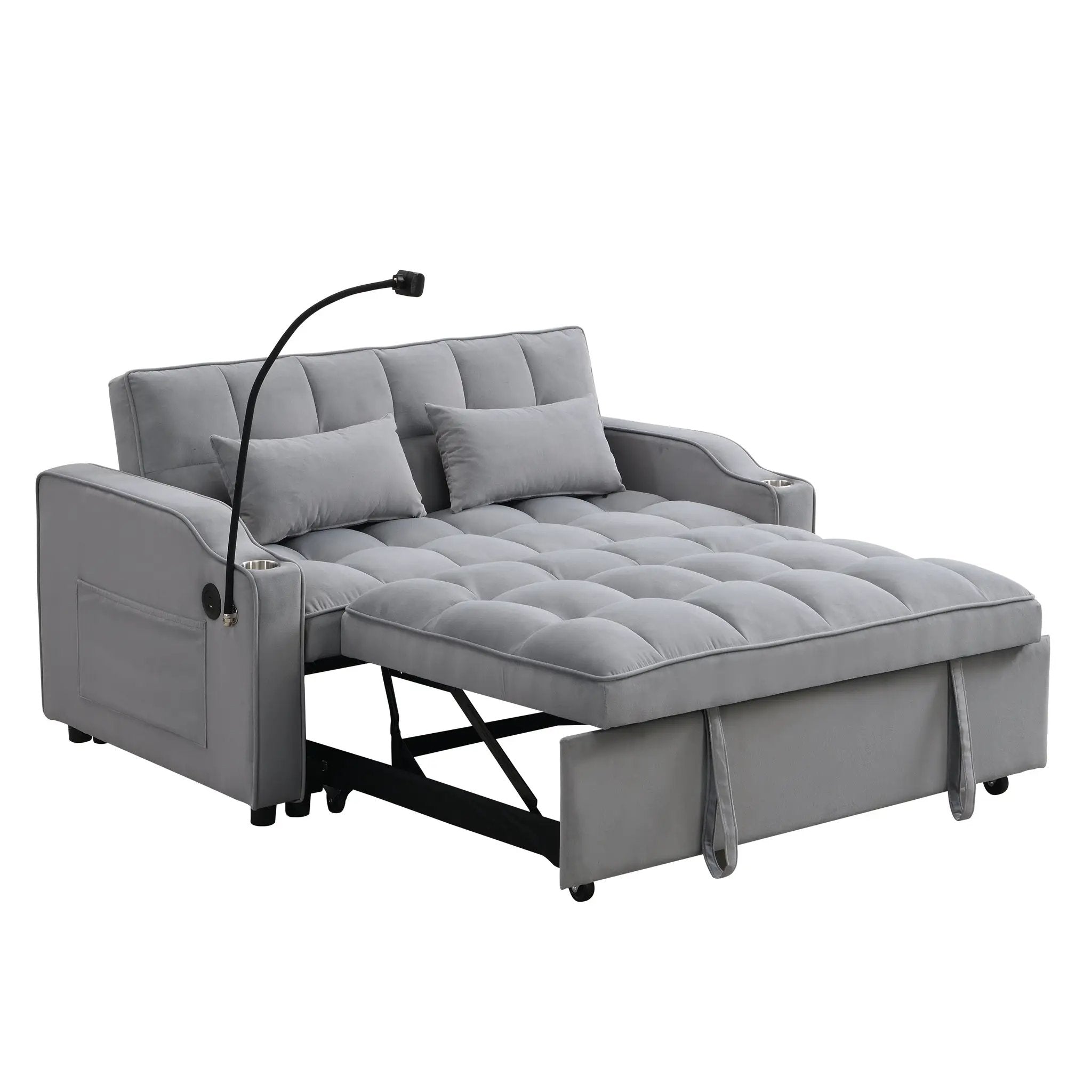 Modern Velvet Loveseat Futon Sofa Couch with Pullout Bed by HouseOfZazla