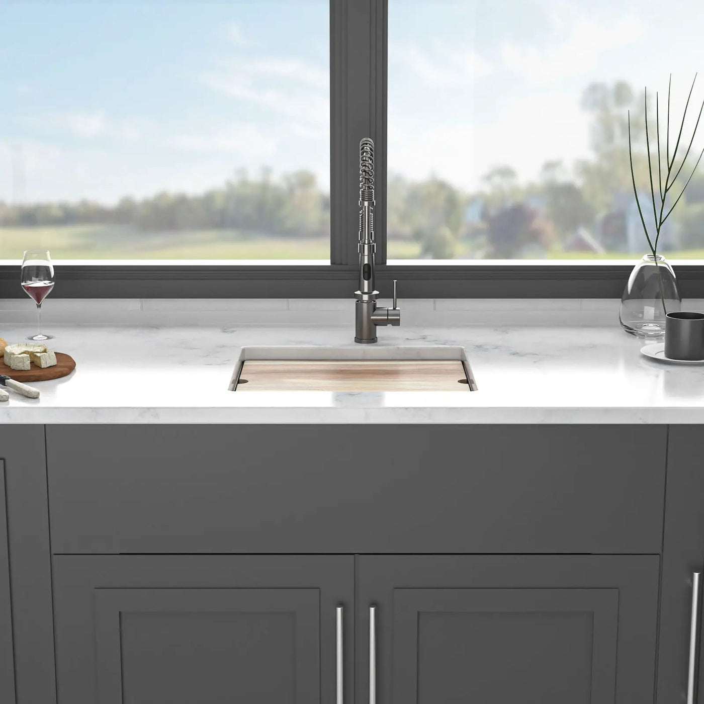 Quartz Composite Kitchen Sink With Workstation, Undermount by HouseOfZazla