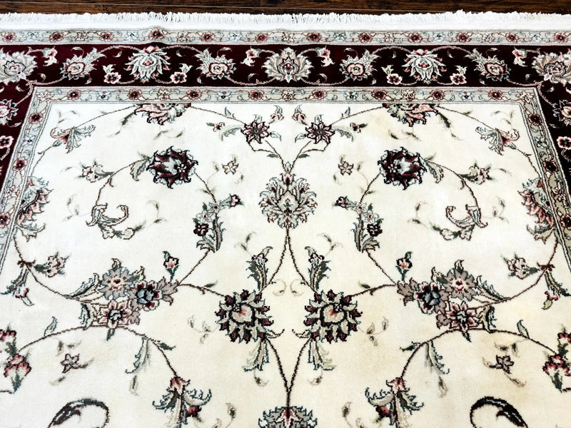 Ivory and Burgundy Pak Persian Rug 6x9 by Jewel Rugs