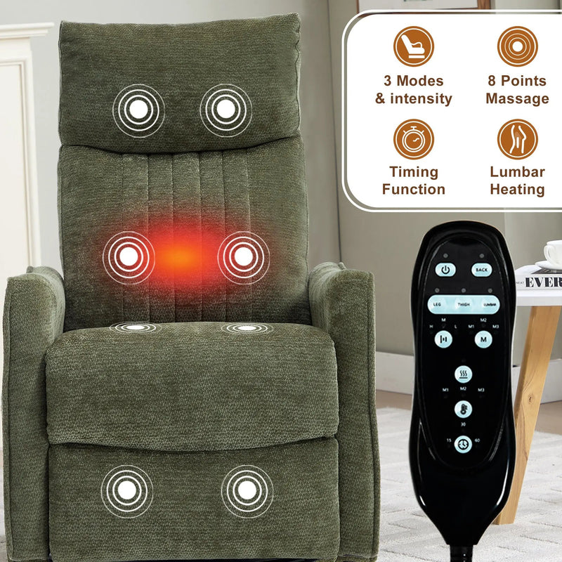 Green Heat Massage Manual Recliner Chair with Rocker and Swivel by HouseOfZazla