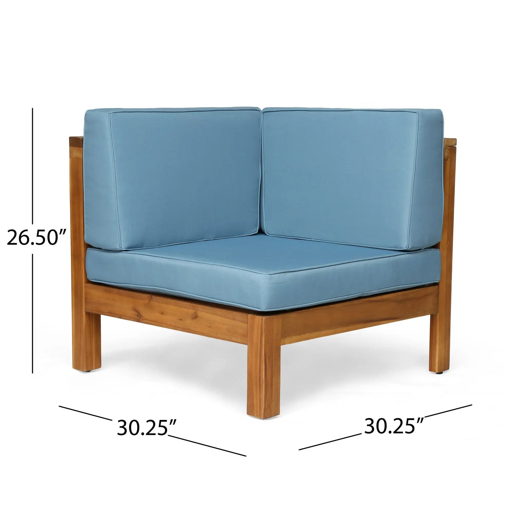Oana Outdoor Wooden Sectional Set With Cushions, Blue by HouseOfZazla