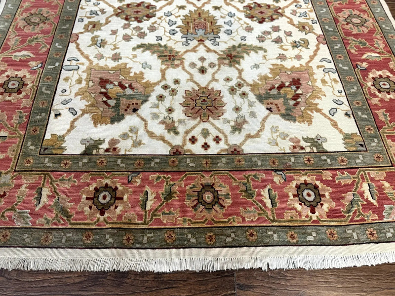 Flatweave Soumak Rug 6x9, Nourison Rug, Wool Handmade, Floral, Ivory by Jewel Rugs