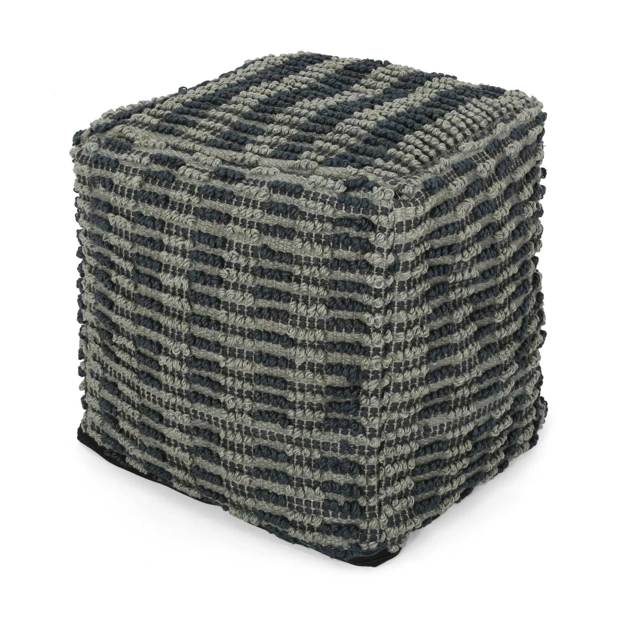 Walle - Fabric Square Pouf Ottoman And Floor Cushion Teal - Blue by Unique Piece Furniture