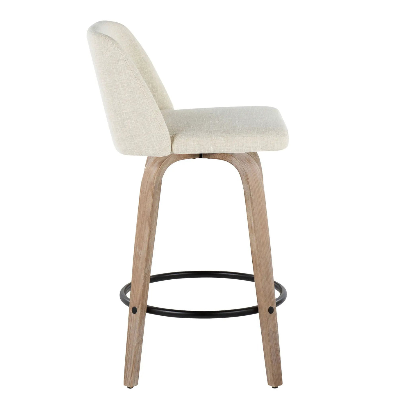 Toriano - Contemporary Fixed Height Counter Stool Swivel & Round Footrest (Set of 2) by HouseOfZazla