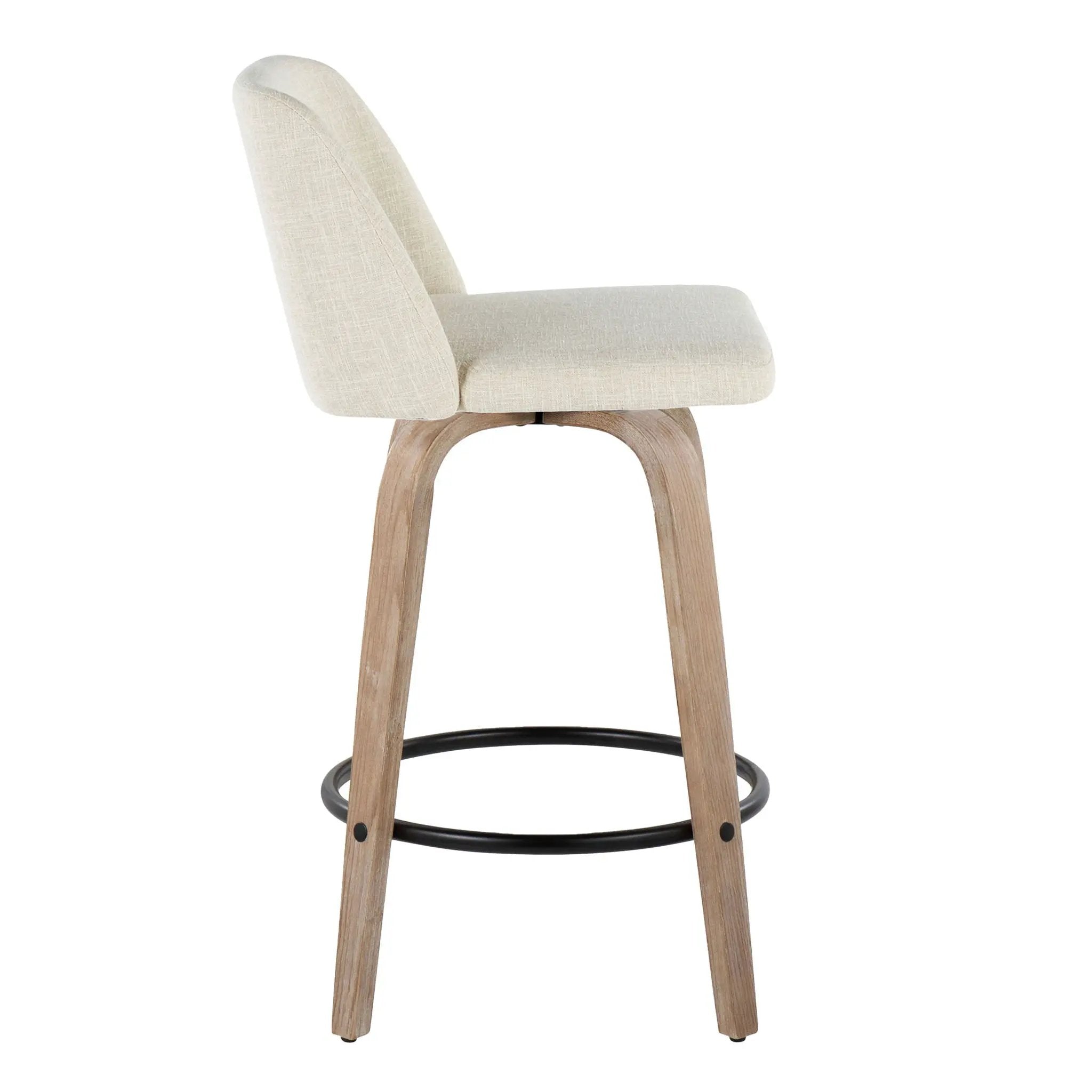 Toriano - Contemporary Fixed Height Counter Stool Swivel & Round Footrest (Set of 2) by Unique Piece Furniture