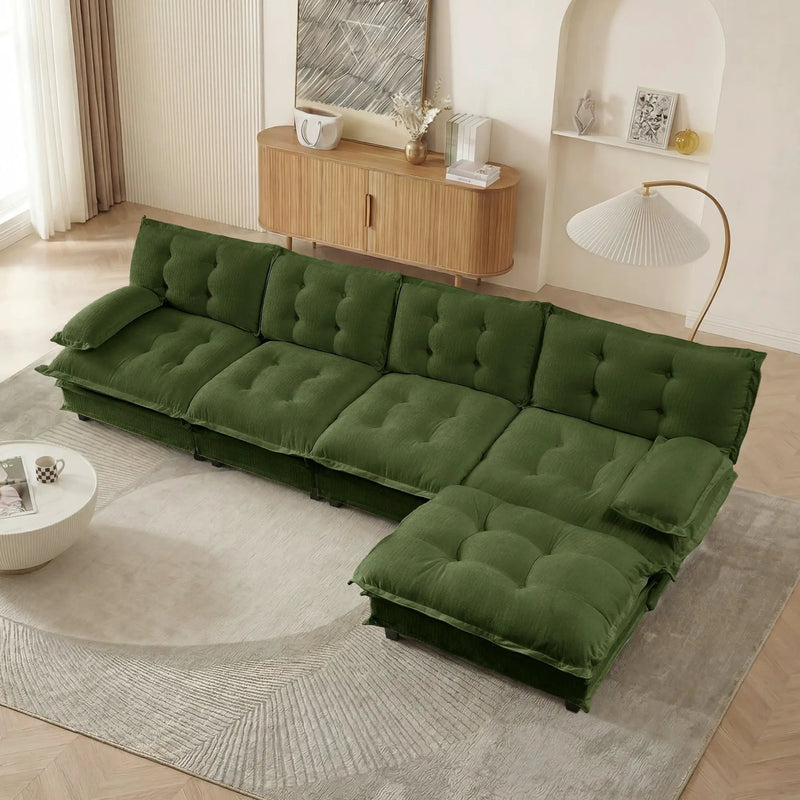 138" L Shaped Modern Sofa Modular Sectional Cloud Couch with Ottoman by HouseOfZazla