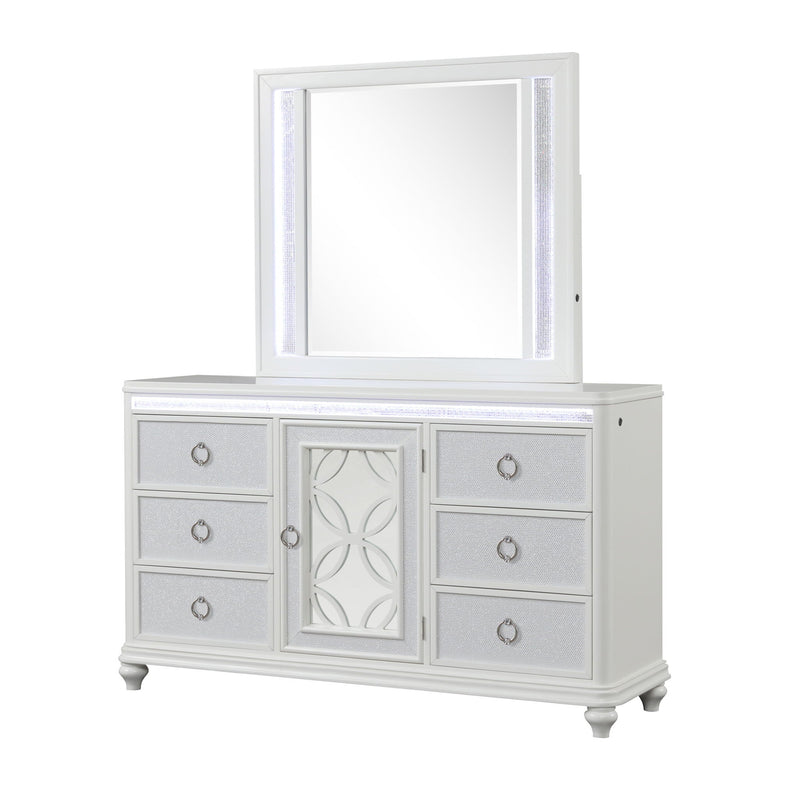 Abigale - Mirror For Dresser Top Made With LED (Includes Only Mirror) - White by HouseOfZazla