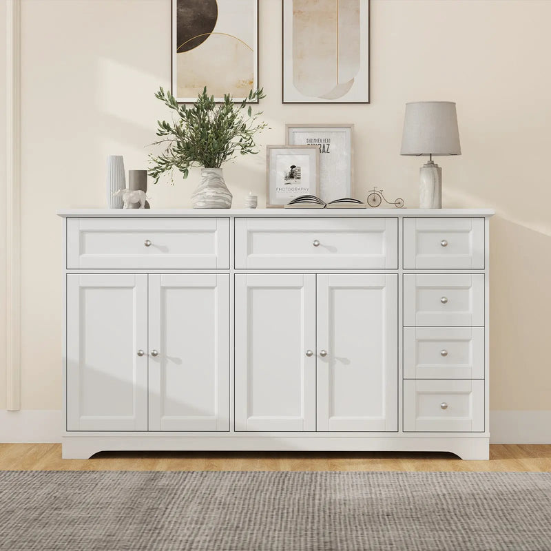 Buffet Sideboard 59" Modern Coffee Bar Station Console Table-White by DirectDeals