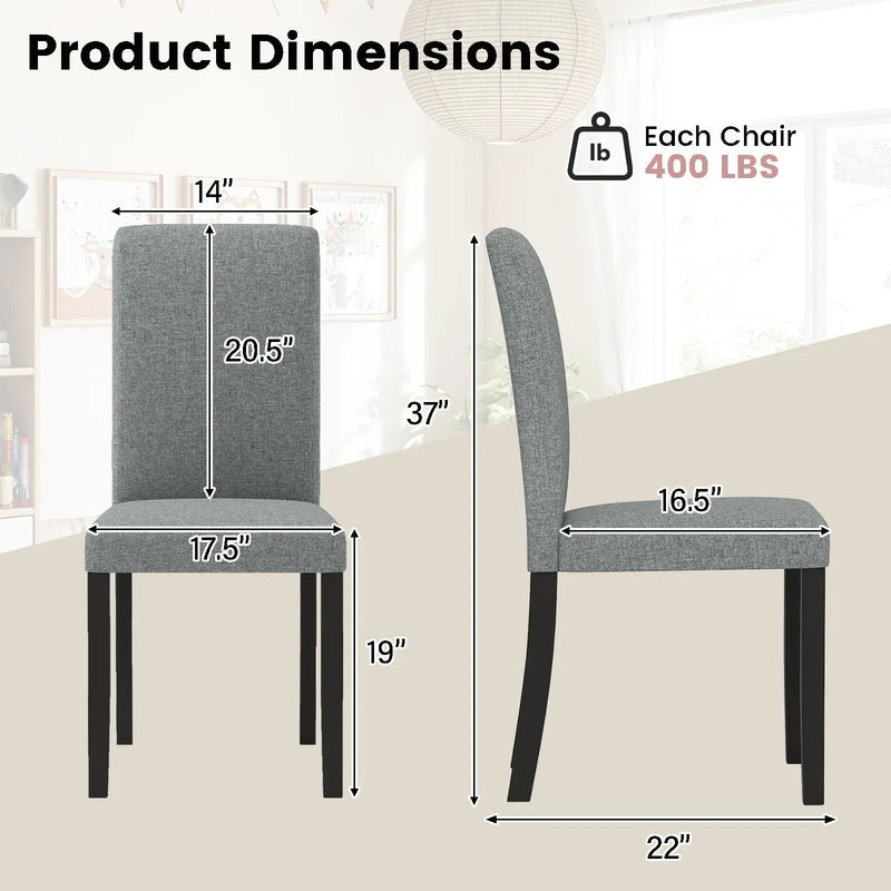 Dining Chair Set of 2 Mid-Century Modern Chairs with Rubber Wood Legs-Gray by DirectDeals