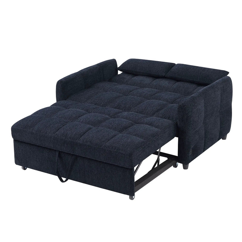 Loveseat Sofa Pull-Out Bed With Adjustable Backrest, 3 USB Ports And 2 Lumbar Pillows For Living Room by HouseOfZazla