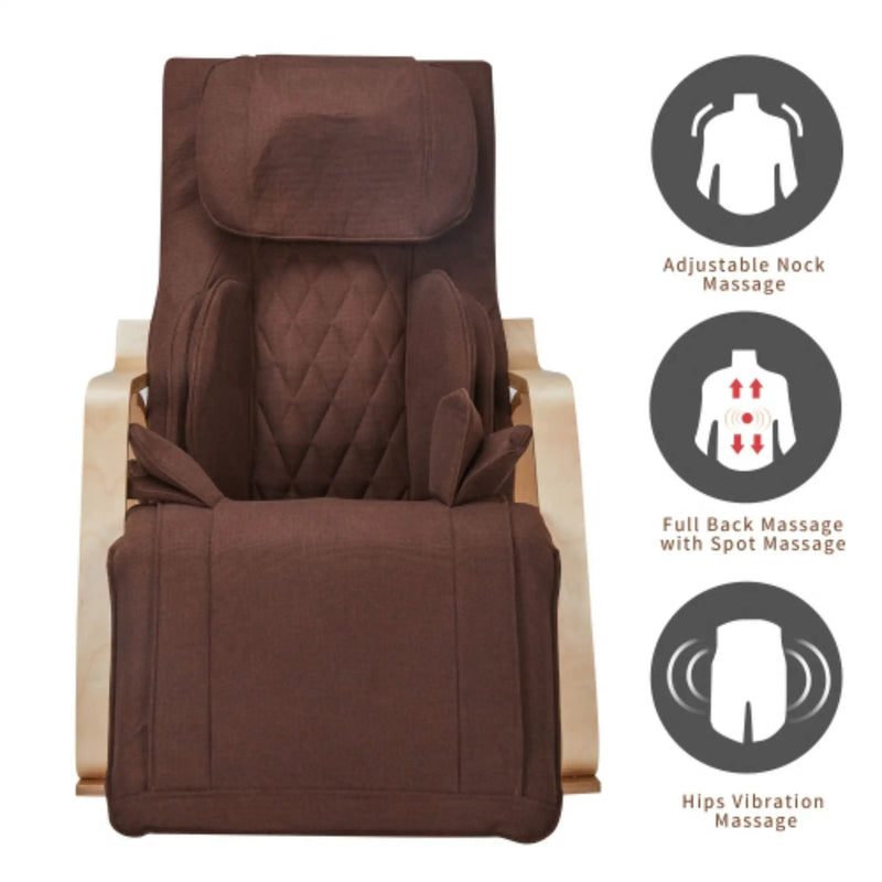 Comfortable Relax Rocking Chair With Full Massage Function Cotton Fabric Air Pressure - Brown by Unique Piece Furniture
