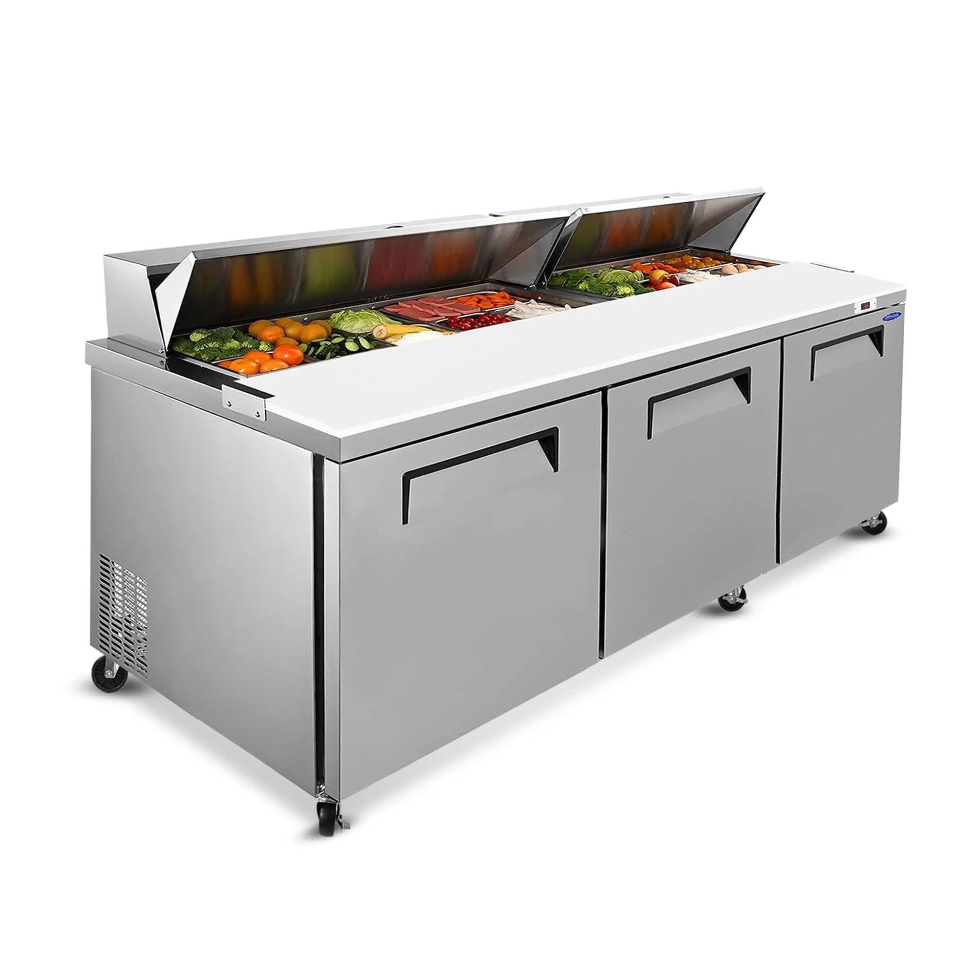 72" Width Commercial Refrigerators Sandwich & Salad Prep Table with a Butcher Block Cutting Board by Chery Industrial